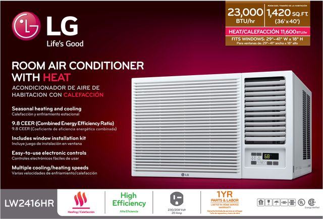 LG 23,000 BTU's White Cooling & Heating Window Air Conditioner-4