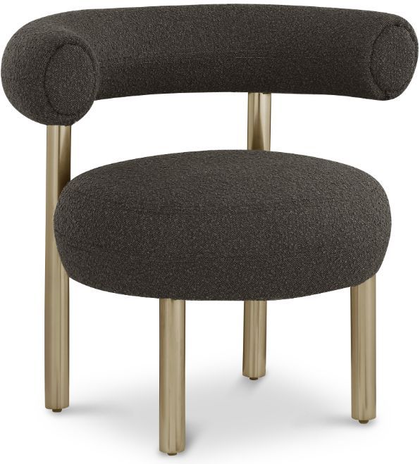 Meridian Furniture Bordeaux Brown/Brushed Brass Boucle Fabric Accent Chair-0