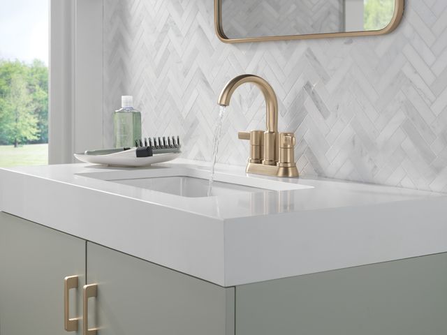 Delta Albion™ Champagne Bronze Two Handle Centerset Bathroom Faucet-2