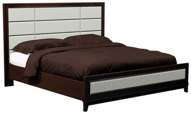 Country View Woodworking American Modern Brown Maple 12-Panel Panel Upholstered Queen Bed-0