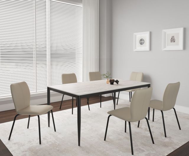 Cramco Marta Fossil Stone Top 70" Dining Table with Matte Black Base-4