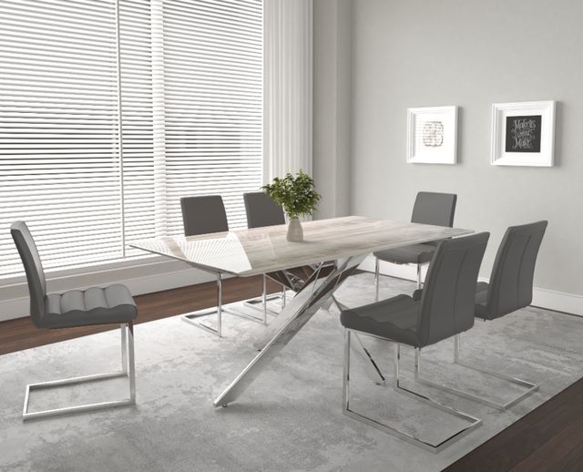 Cramco Aldo Glass Top Dining Table with Chrome Base-2