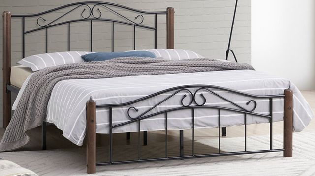 IFDC Black/Walnut Queen Platform Bed-0