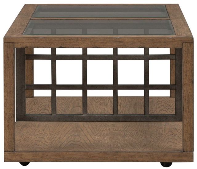 Liberty Furniture Bayhill Trellis Glass Top Cocktail Table with Black/Honey Base-3