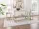 Horizon Home® Everest White Travertine Top End Table with Gold Base-1