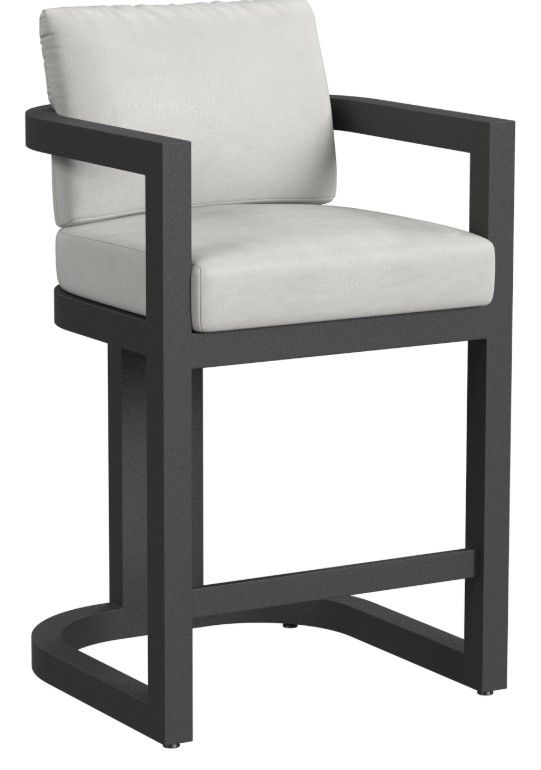 Sunset West Malibu Matte Coal Aluminum Outdoor Bar Stool with Cast Silver Cushion-0