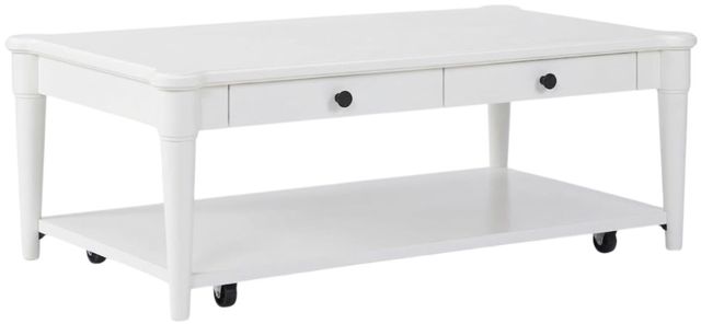 Bernards Citrus Heights White Cocktail Table with Caster-0
