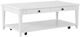 Bernards Citrus Heights White Cocktail Table with Caster-0