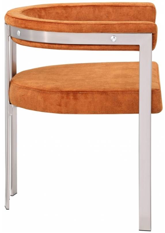 Meridian Furniture Marcello Brushed Cognac/Brushed Chrome Velvet Dining Chair-2