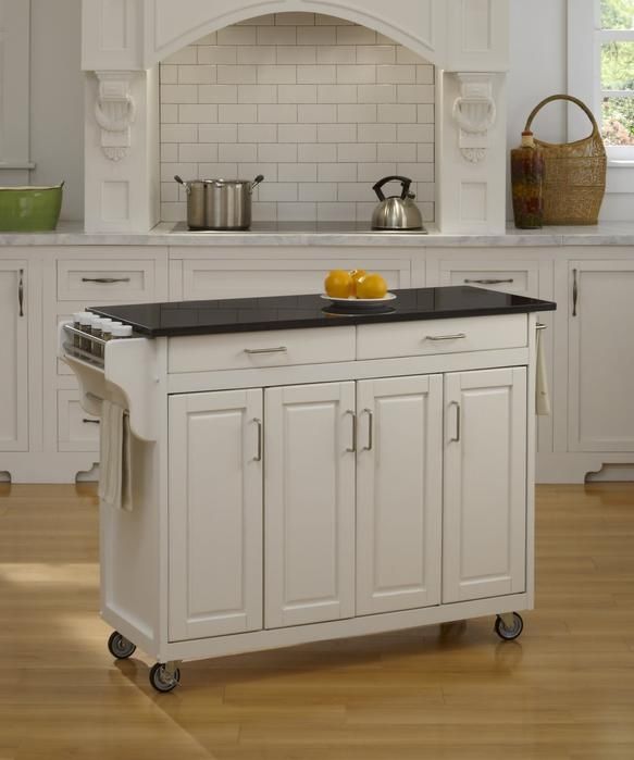 homestyles® Create-a-Cart Black Granite/White Kitchen Cart-1