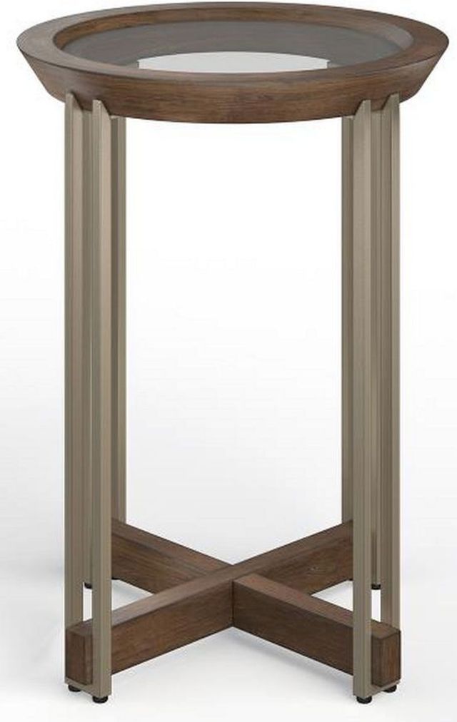 Magnussen Home® Elora Glass Top Round Accent Table with Walnut Frame-1