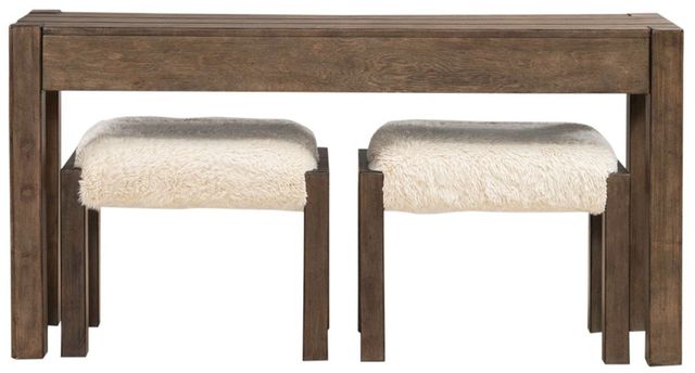 Liberty Furniture Broadmore 3-Piece Cobblestone Brown Console and Stool Set-3