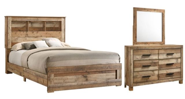 American Wholesale Furniture Salt Creek 3-Piece Rustic Sand Queen Bookcase Bedroom Set-0