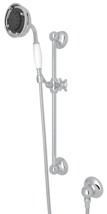Rohl® Spa Collection Polished Chrome Multi-Function Classic Handshower Hose Bar and Outlet Set-0