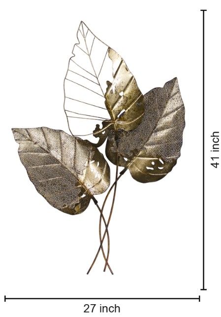 Classy Living 3 Tropical Leaves Metal Wall Decor-2