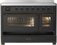 Ilve® Majestic III 48" Graphite Matte Pro Style Induction Range with Triple Glass Door and Burnished Trim-2