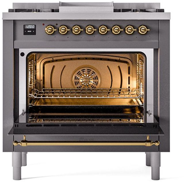 Ilve® Nostalgie II Series 36" Graphite Matte Pro Style Dual Fuel Range-1