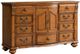 Elements International Barkley Square Oak Dresser & Mirror Set-4