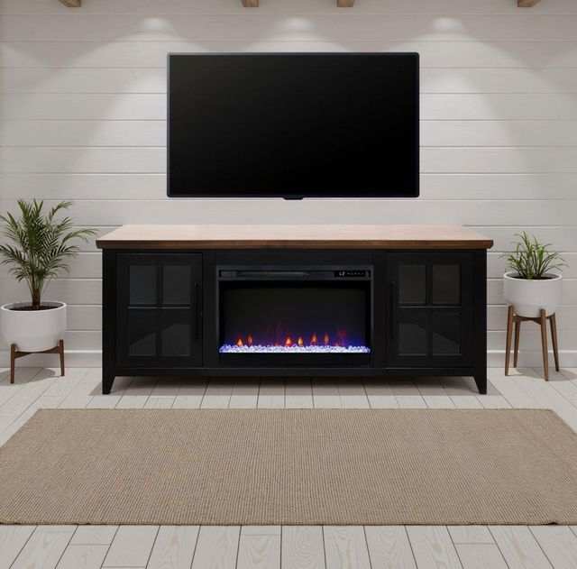 Legends Home Providence Black/Bourbon 66" Fireplace Console-1