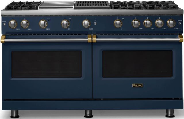 Viking® 5 Series 60" Slate Blue Pro Style Gas (LP) Range with Polished Chrome Trim-0
