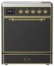 Ilve® Majestic III 30" Graphite Matte Pro Style Induction Range with Solid Door and Brass Trim-0
