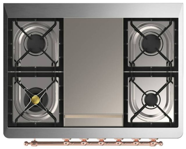 Ilve® Majestic III 36" Antique White Pro Style Dual Fuel Natural Gas  Range with Triple Glass Door and Copper Trim-2