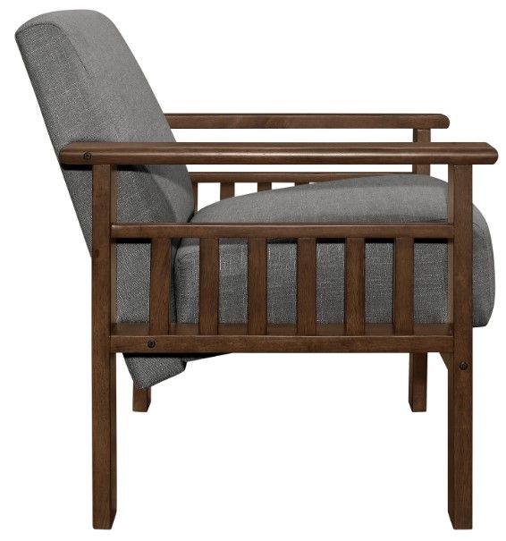 Homelegance® Helena Gray/Walnut Accent Chair with Storage Arms-3