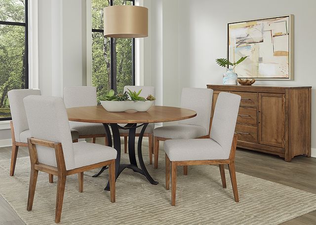 LM Co Home By Vaughan-Bassett Crafted Cherry by Ben & Erin Napier Medium Cherry/Oatmeal Upholstered Side Chair-3