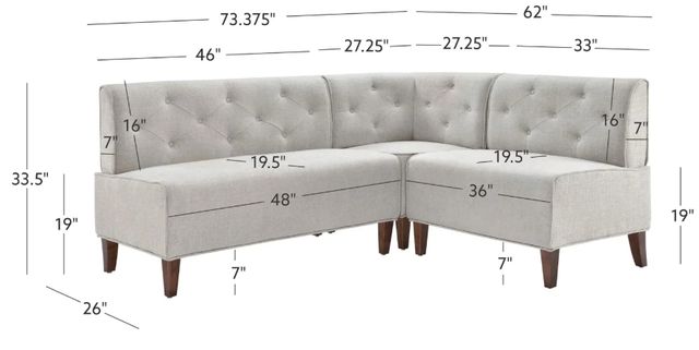 Powell® Auden 3-Piece Light Gray Nook Corner Bench Set-2