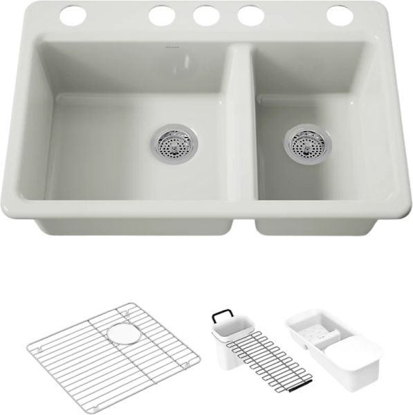 KOHLER® Riverby® Dune 33" Undermount Double-Bowl Workstation Kitchen Sink-0