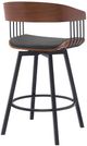 Armen Living Athena Black/Walnut Swivel Counter Stool-4