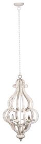 A & B Home Weathered White Carved Wooden Chandelier-0