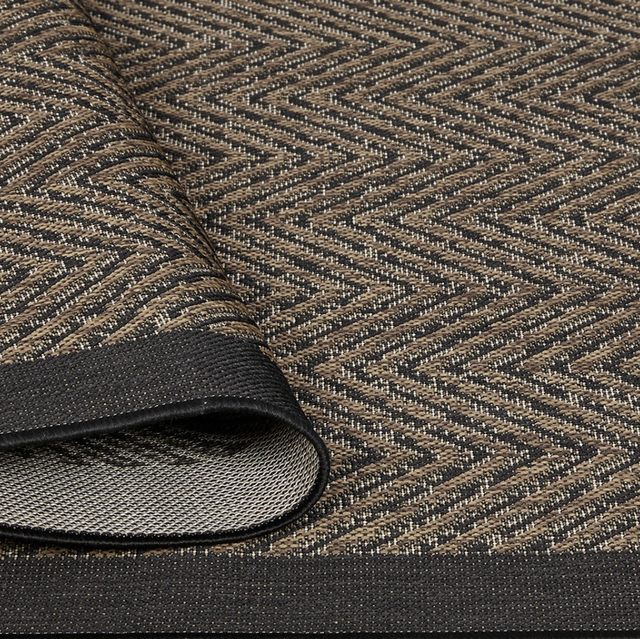 Olliix by Madison Park Dover Black/Natural 5x7' Textured Chevron Indoor/Outdoor Rug-1