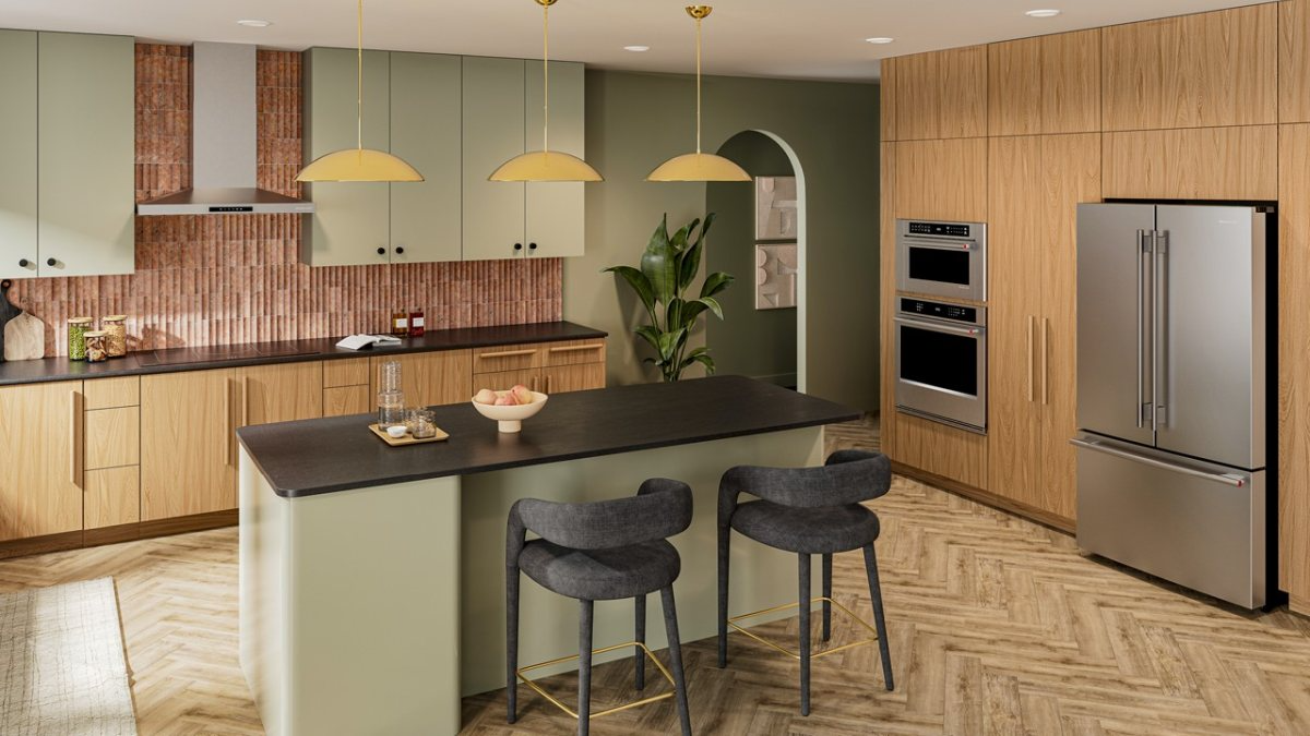 Kitchen with modern appliance package