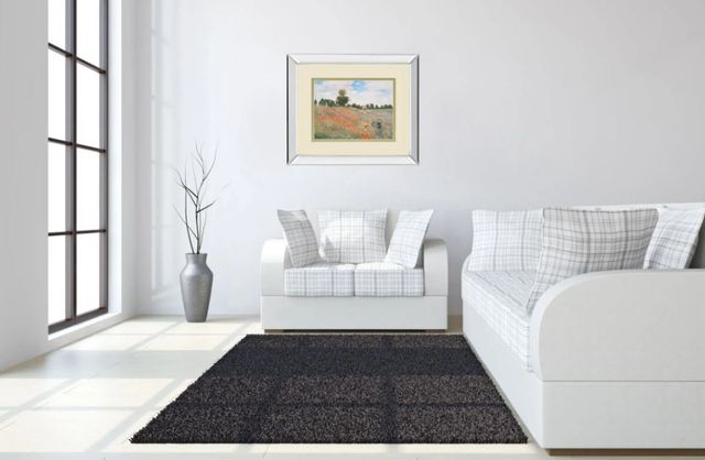 Classy Art Wild Poppies Near Argenteuil by Claude Monet Mirror Framed Wall Art-2