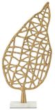 A & B Home Gold Leaf Table Decor with Marble Base-0