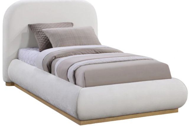 Meridian Furniture Vaughn Cream Twin Chenille Fabric Upholstered Panel Bed-0