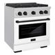 ZLINE Autograph Edition 30" Satin Stainless Steel Pro Style Gas Range with White Matte Door and Matte Black Accents-2
