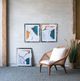 A & B Home Marcia 3-Piece Blue/Orange/White Wall Art Set-5