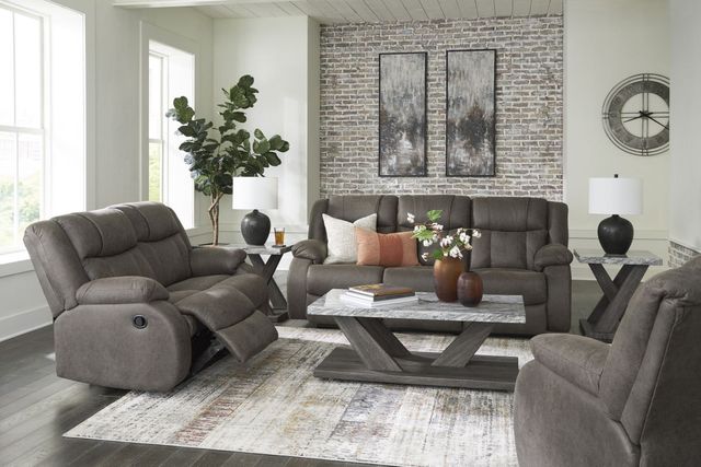 Signature Design by Ashley® First Base Gunmetal Reclining Loveseat-3
