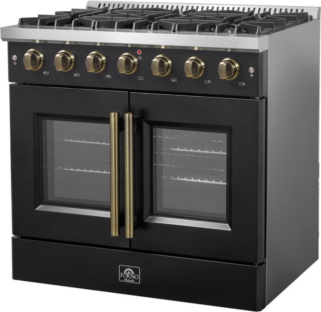 FORNO® Galiano Series Alta Qualita 36" Black Pro Style Gas Range-2