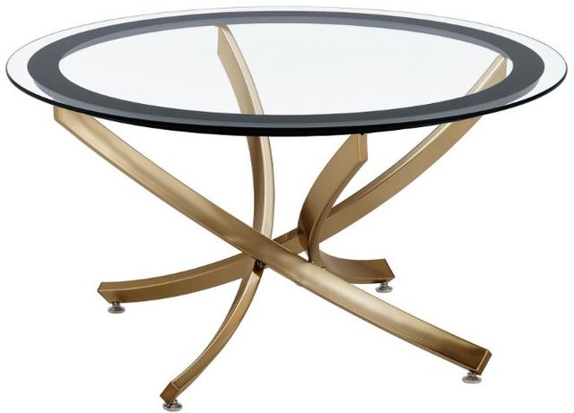Coaster® Brooke 3-Piece Tempered Glass Top Occasional Table with Rose Brass Base Set-2
