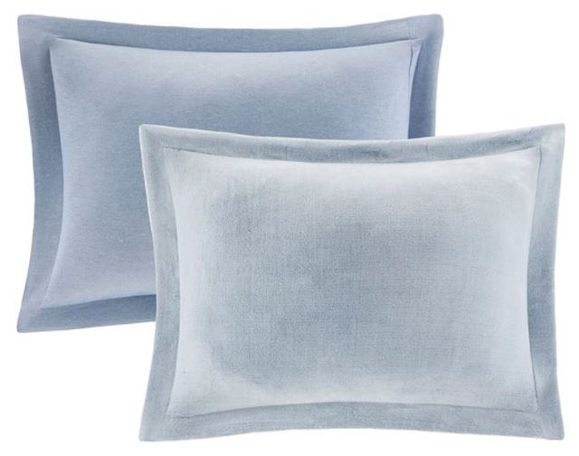 Olliix by Intelligent Design Carson Blue Twin/Twin XL Reversible Plush to Heathered Micofiber Comforter Set-4