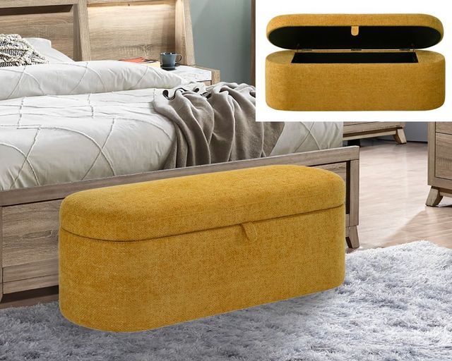 Crown Mark Philipa Gold Tweed Storage Bench-1