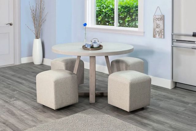 Sunny Designs™ Rowan Light Gray Dining Table with Wheat Base-1