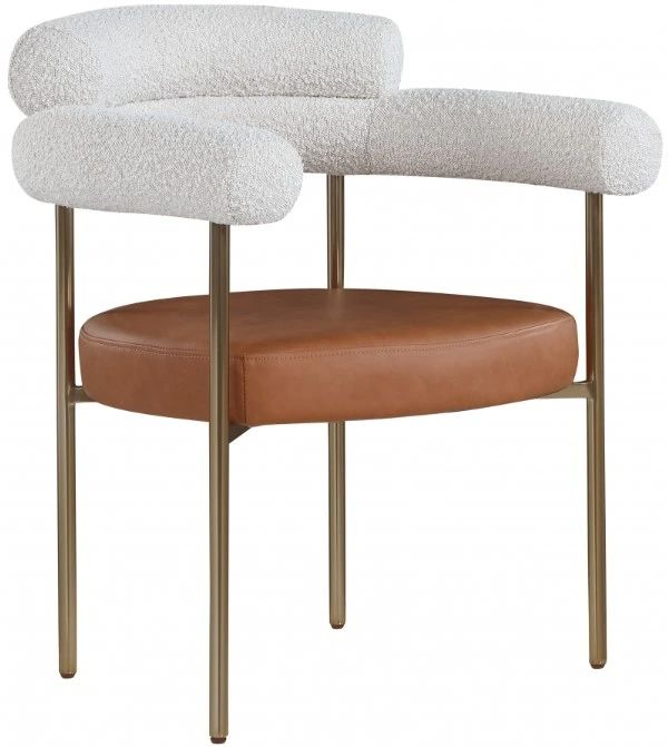 Meridian Furniture Blake Cognac/Brushed Brass Dining Arm Chair-0