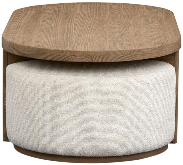 Magnussen Home® Hayden 3-Piece Golden Oat Lift Top Storage Cocktail Table with Upholstered Stools Set-3