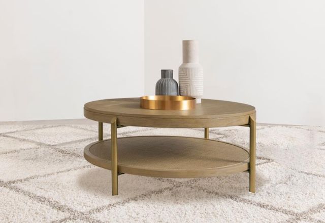 Coaster® Arini Sand Wash Coffee Table with Aged Brass Base-4