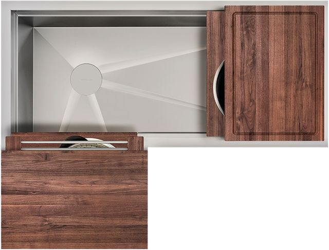 The Galley® American Black Walnut Ideal Corner Workstation 3X4C with Five Tool Culinary Kit-0