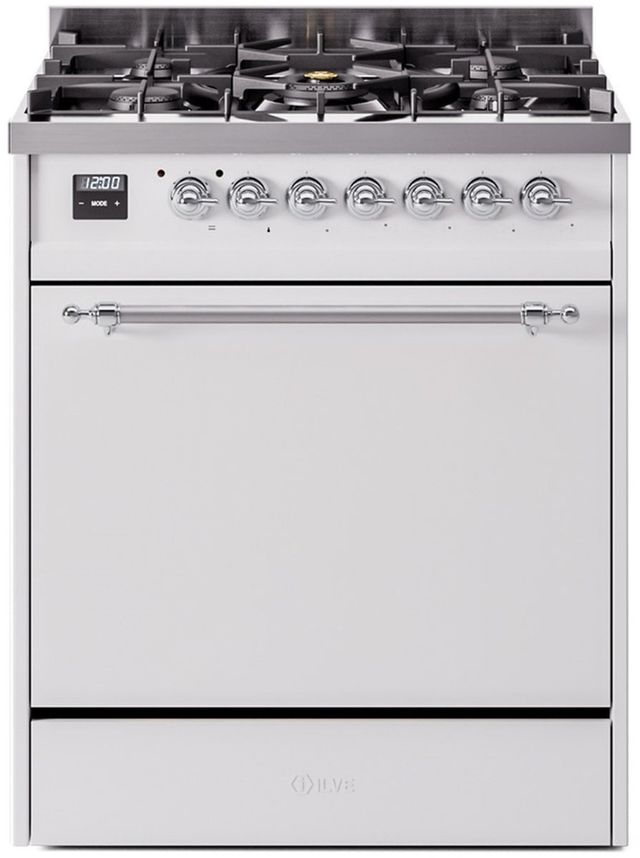 Ilve® Nostalgie II Series 30" White Pro Style Dual Fuel Range-0